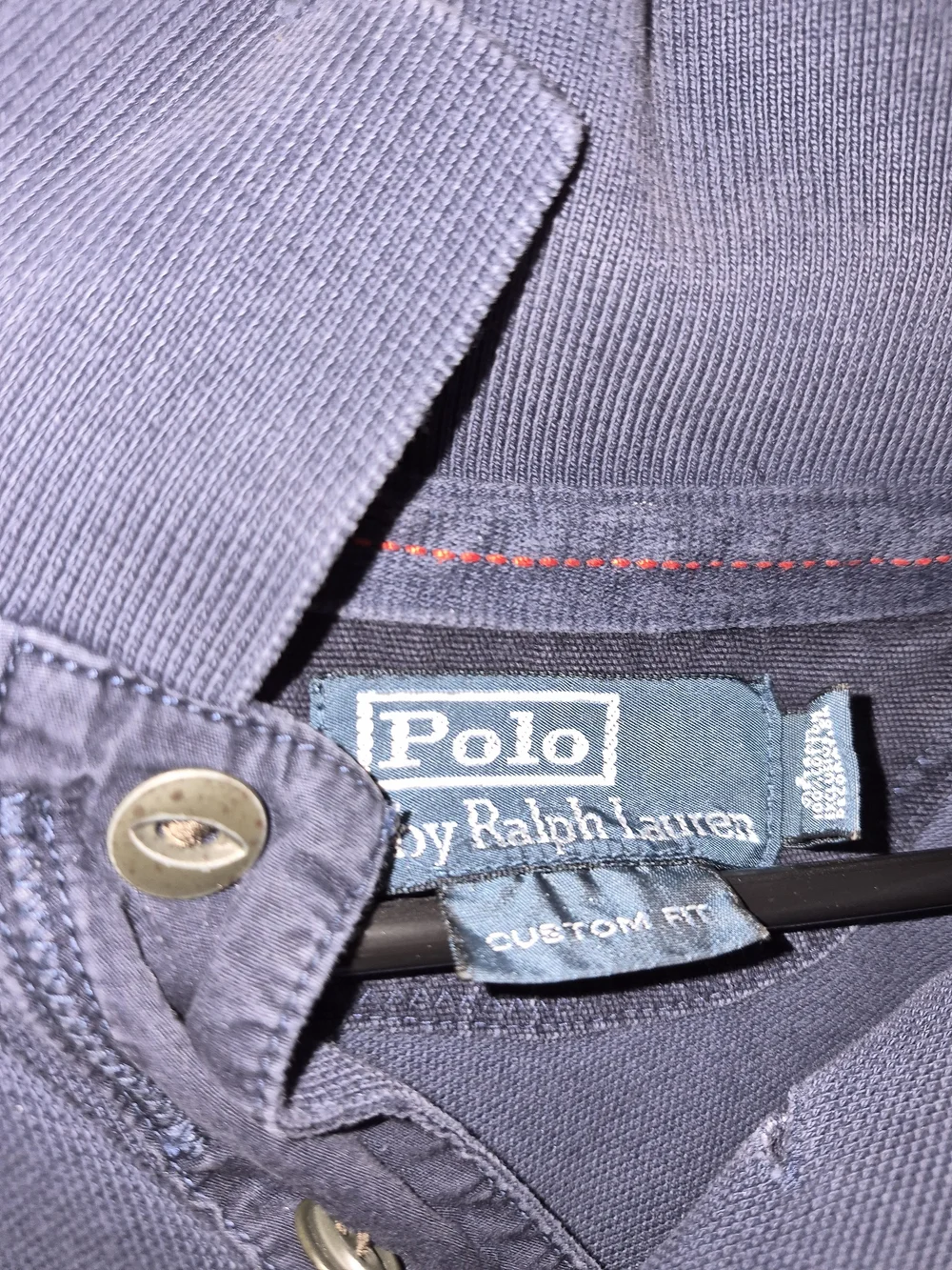 Ralph Lauren Navy Polo Shirt with Red Topstitch